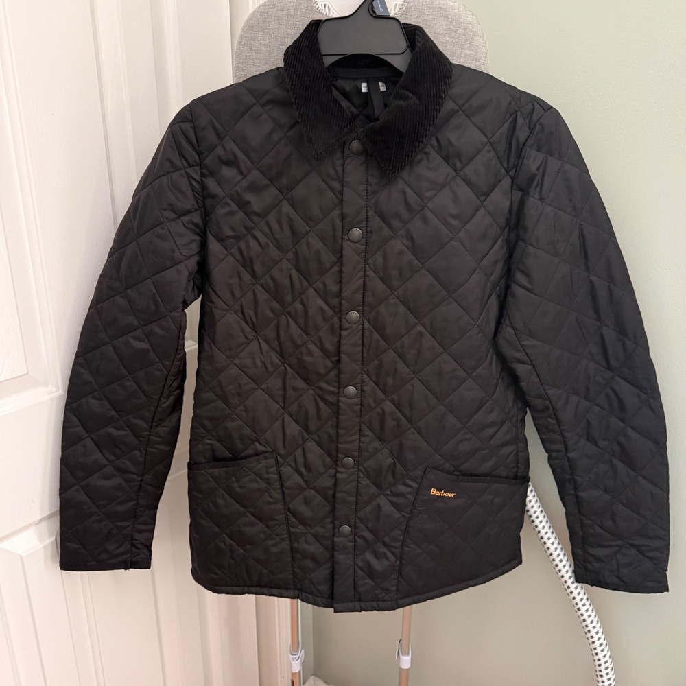 Barbour Heritage Liddesdale Quilt Jacket Mens M Black Corduroy Collar MQU0240